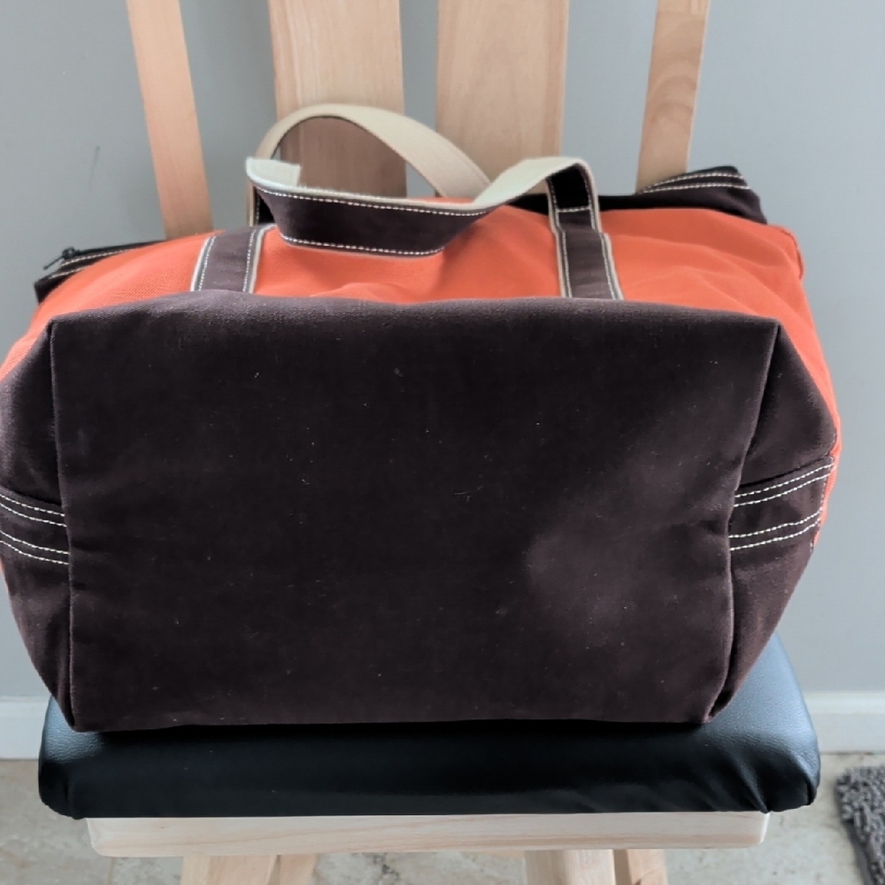 Lands' End Orange Large Canvas Zip-Top Tote EUC - Picture 5 of 9